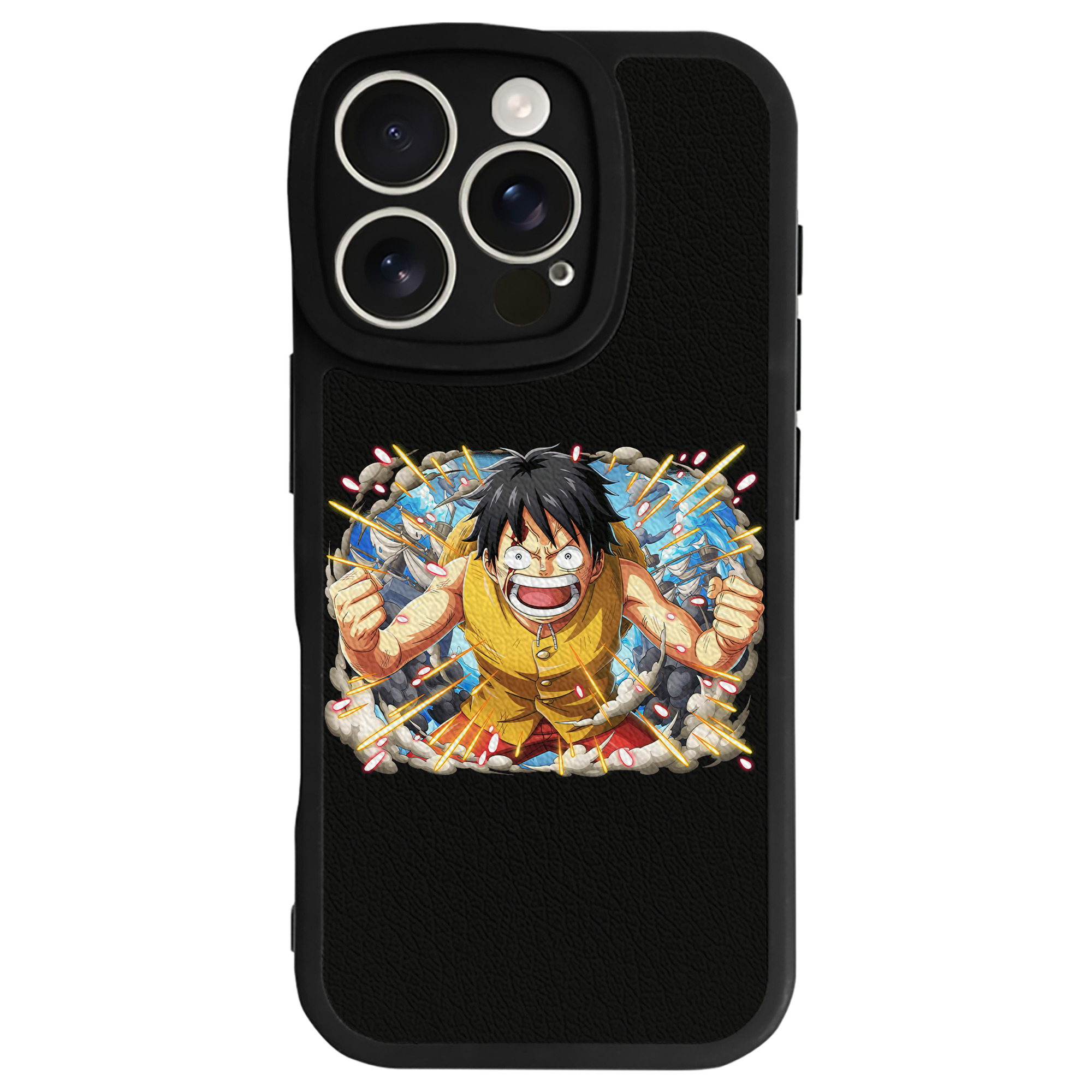 （画像用） ワンピース モンキー・D・ルフィ ONE PIECE Monkey D. Luffy 【iPhone 16シリーズ対応】シリコンスマホケース（レザー調） 材質：シリコン